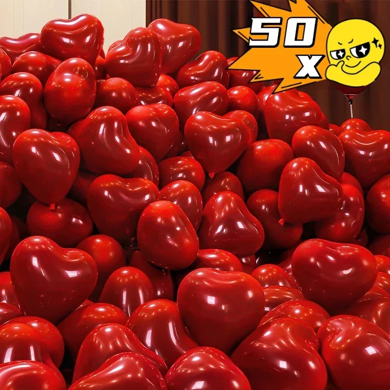 

50/10pcs Red Heart Balloons Inflatable Latex Balloon for Valentine Day Wedding Party Anniversary Decoration Supplies Wholesale