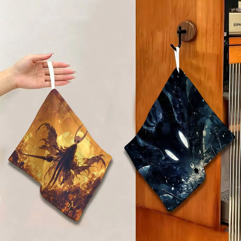 Hollow Knight Game Hanging Style Hand Wiping Towel, Polyester Cotton, Anti-fade for Indoor Kitchen Living Room