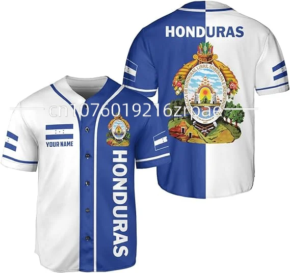 2024 New Honduras  Custom Your Name Baseball Jersey Shirt Baseball Shirt 3D Printed Men\'s Shirt Casual Shirts hip hop Tops