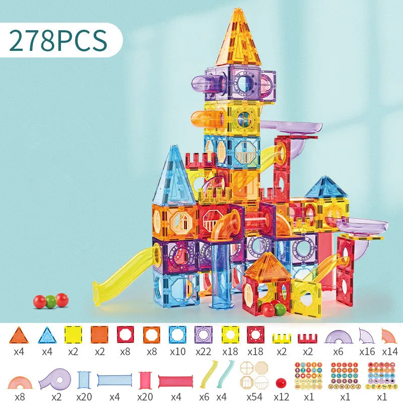 [Funny] 278pcs/set Colored window magnetic piece Track building block set toy children's early education toys baby birthday gift