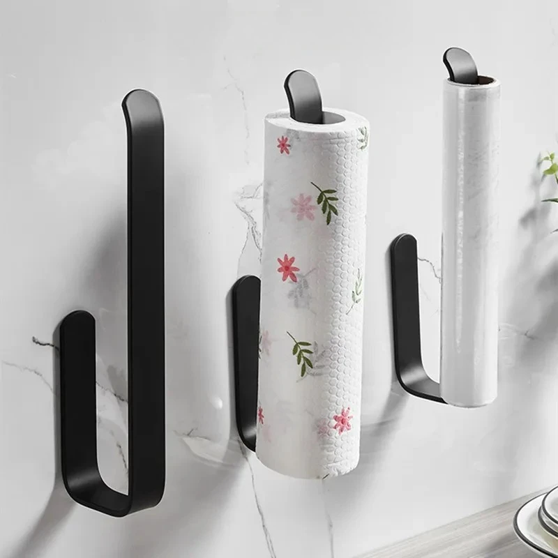 WZLY-soporte de papel negro, soportes para papel de cocina de aluminio espacial, WC, cocina, baño, portarrollos de papeles, accesorios de baño