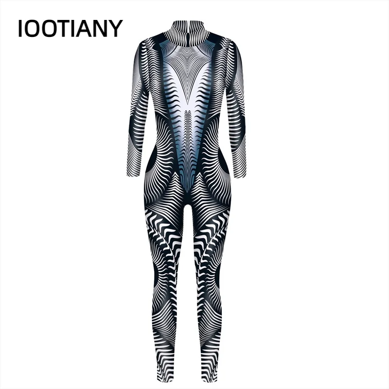 

IOOTIANY Cosplay Halloween Costumes Party Jumpsuits Skeleton Catsuit Bodysuits Women Muscle Outfit Clothes