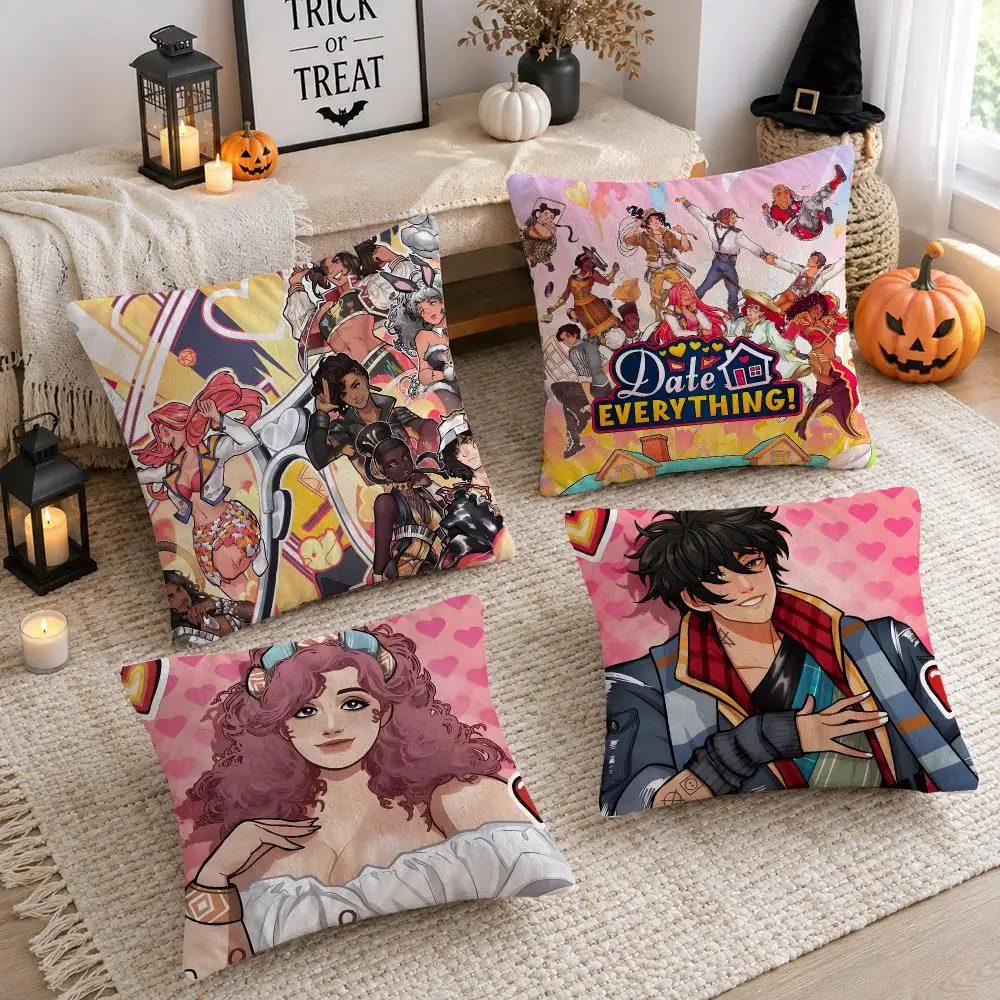 Video Game D-date Everything Cushion Cover Plush Decorative Pillow Case With Hidden Zipper Cutecore Room Decor For Home