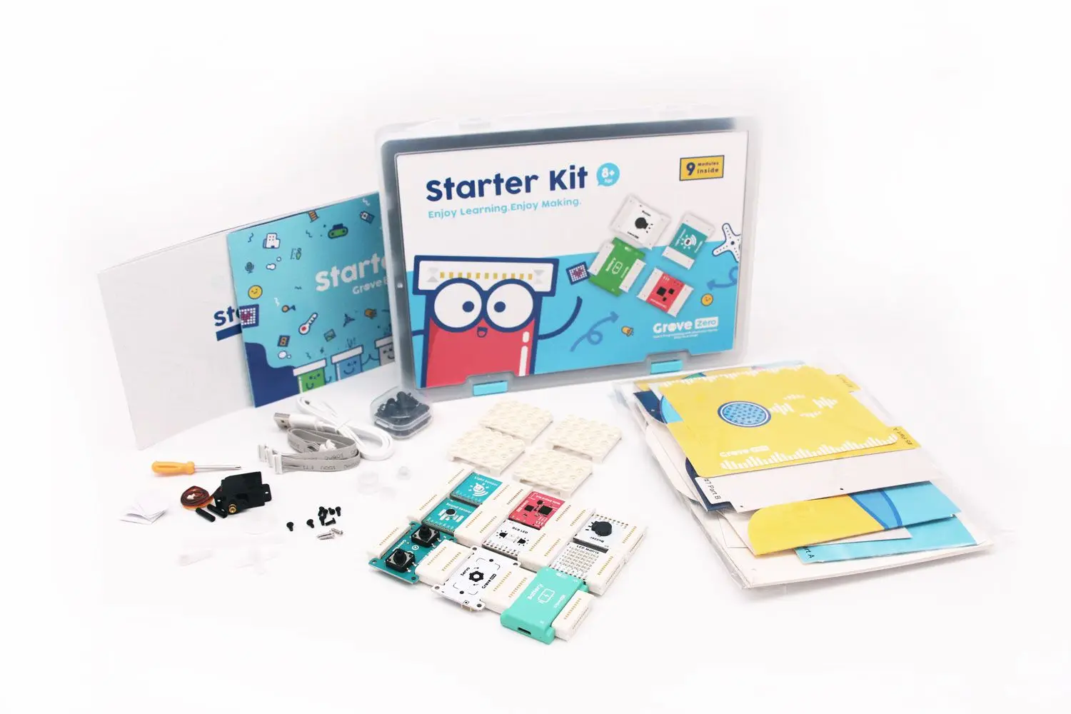 kit-de-inicio-grove-zero-modules-v20-para-educacion-stem-con-9-modulos-codificados-por-colores-listos-para-usar-y-programables