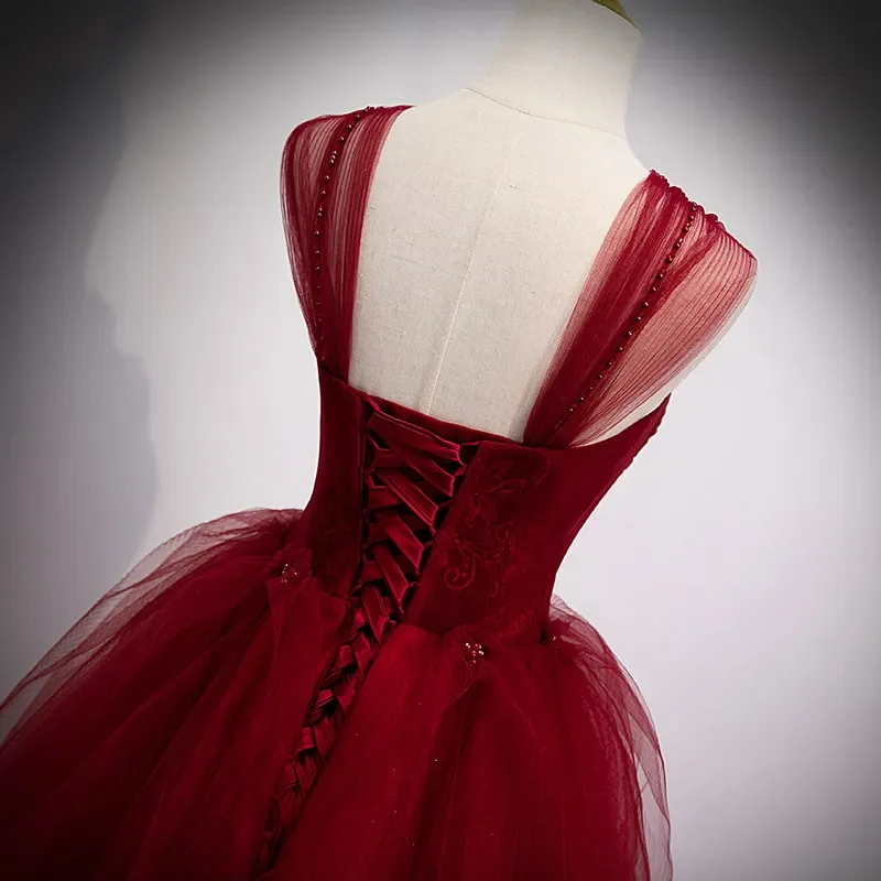 Vestido de noite barco pescoço elegante mangas curtas plissado até o chão sem costas tule vestido de baile nova festa vestidos formais mulher b1524