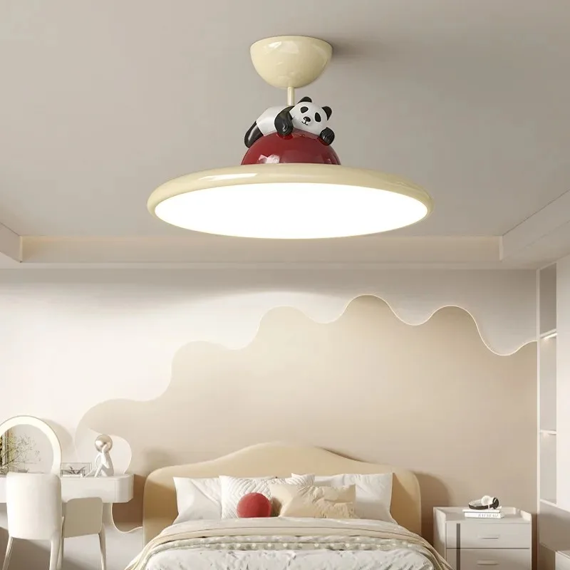 Lampa sufitowa LED w stylu kreskówkowym z pandą do pokoju dziecięcego, sypialni niemowlęcej, dla dziewczynki, chłopca, przedszkola, oprawa oświetleniowa.