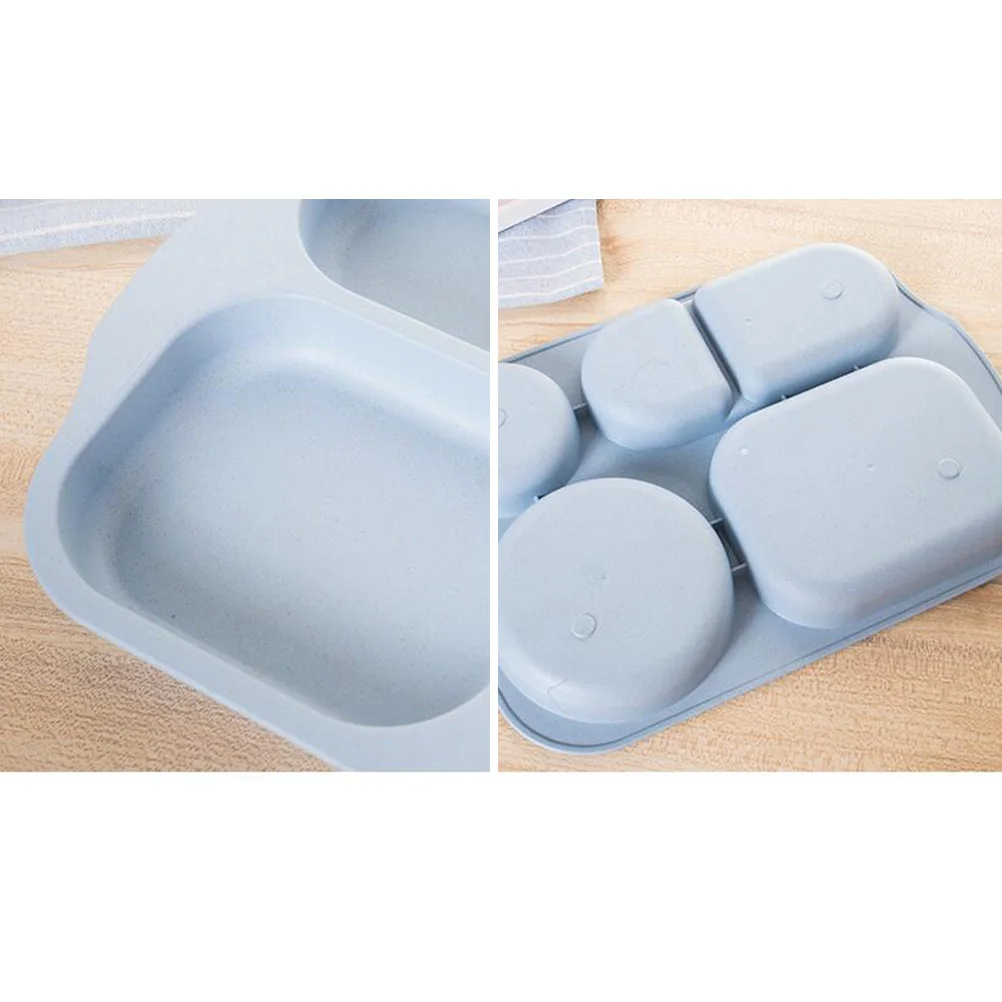 

5 Pcs/Set Children's Cutlery Dinner Plates Kids Dining Tray with Dividers Grid Tableware for