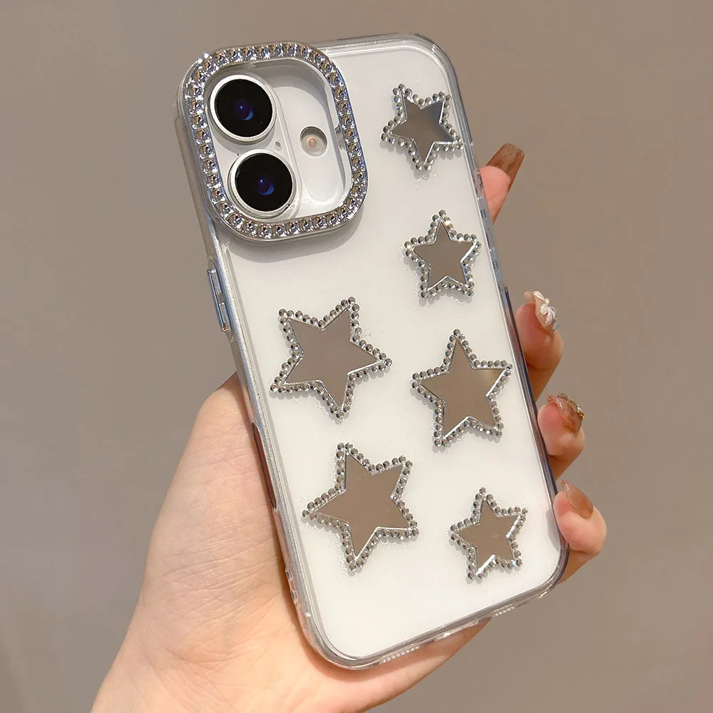 حافظة لهاتف آيفون 11 12 13 14 15 16 برو ماكس شفافة من الأكريليك الصلب بلينغ آيفون غطاء من البولي يوريثان الحراري