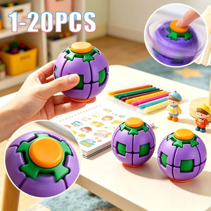 1-20PCS 3D Printed 360 Degree Rotating Fidget Ball Stress Relief Sensory Desk Toy for Focus Anxiety Calm Down Office Home