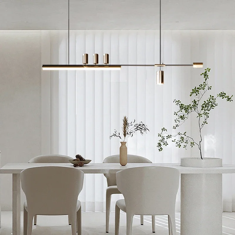 Modern Minimalist Restaurant Pendant Light Luxury Simple Nordic Bar Table Spotlight Designer Creative Straight Strip Chandelier
