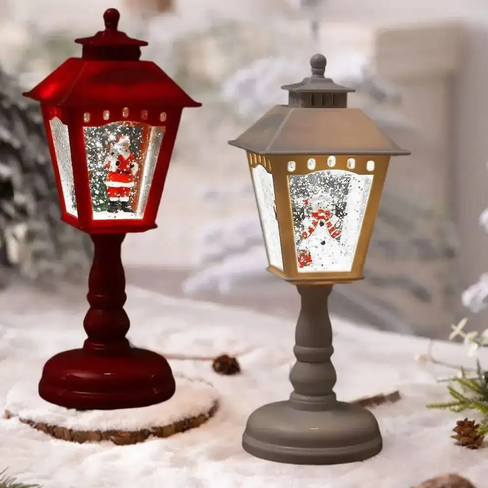 

2024 Snow Globe Candles Lamp Spooky Spinning Water Glittering Snowman Christmas Tree Night Light