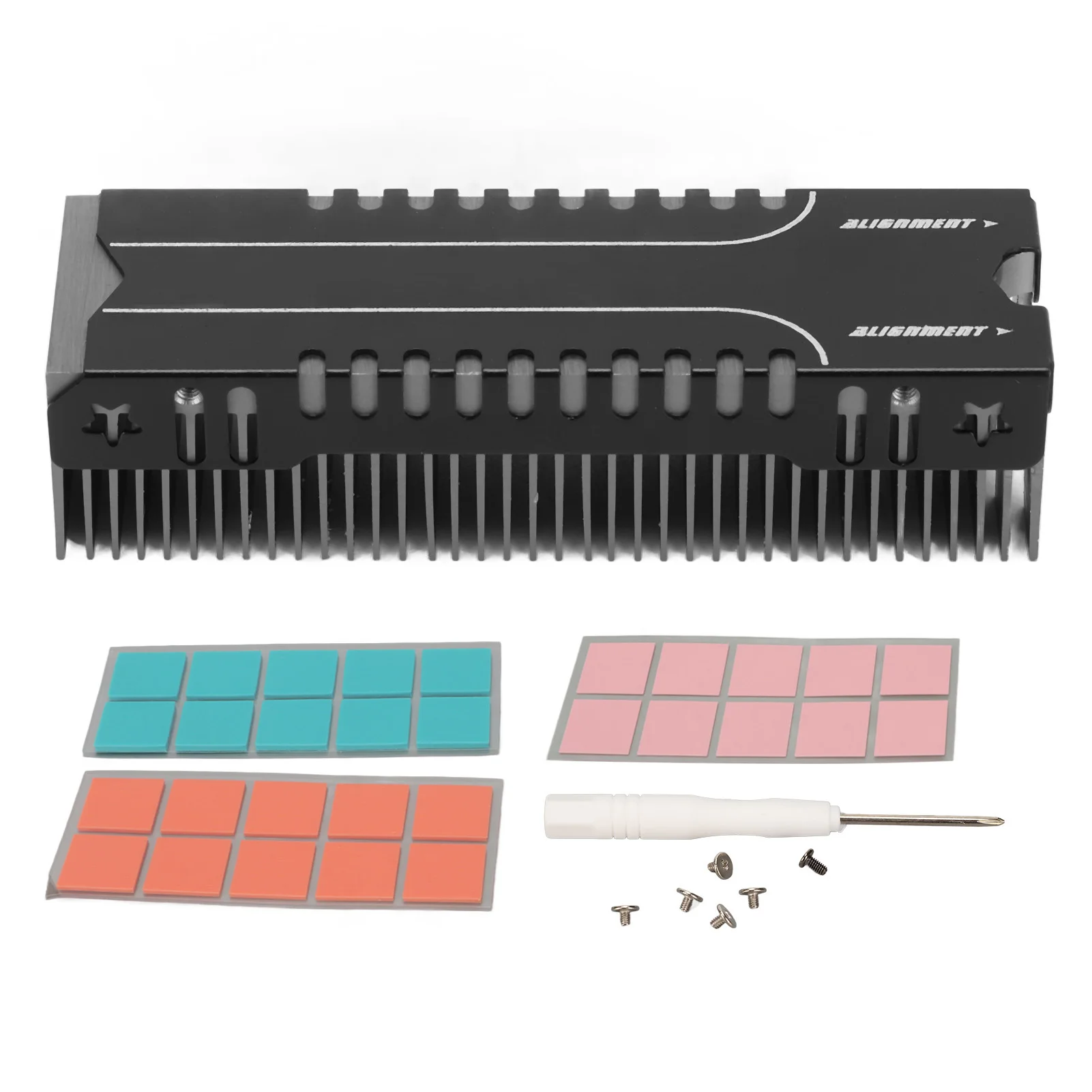 

M.2 SSD Cooler 38 Cooling Fins Multi Channel Base Mg Aluminium Alloy SSD Heatsink with Thermal Pad for PC Office