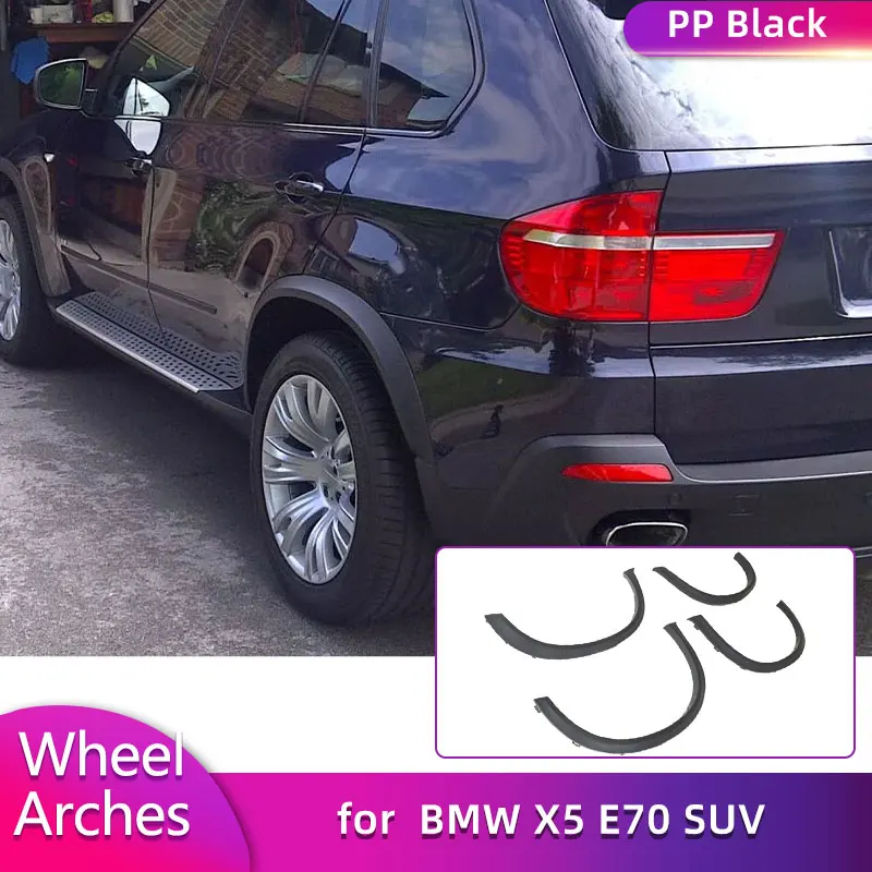Image of PP Schwarze Radlaufverkleidungen für BMW X5 E70 SUV 2008-2013 Auto-Renn-Seitenkotflügel Schmutzfänger Radblenden Karosserie-Kits