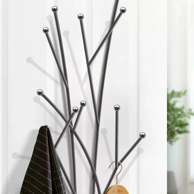 Nordic Light Luxury Entrance Metal Coat Rack Creative Wall Hooks Simple Living Room Bedroom Clothes Hanger Storage Rack