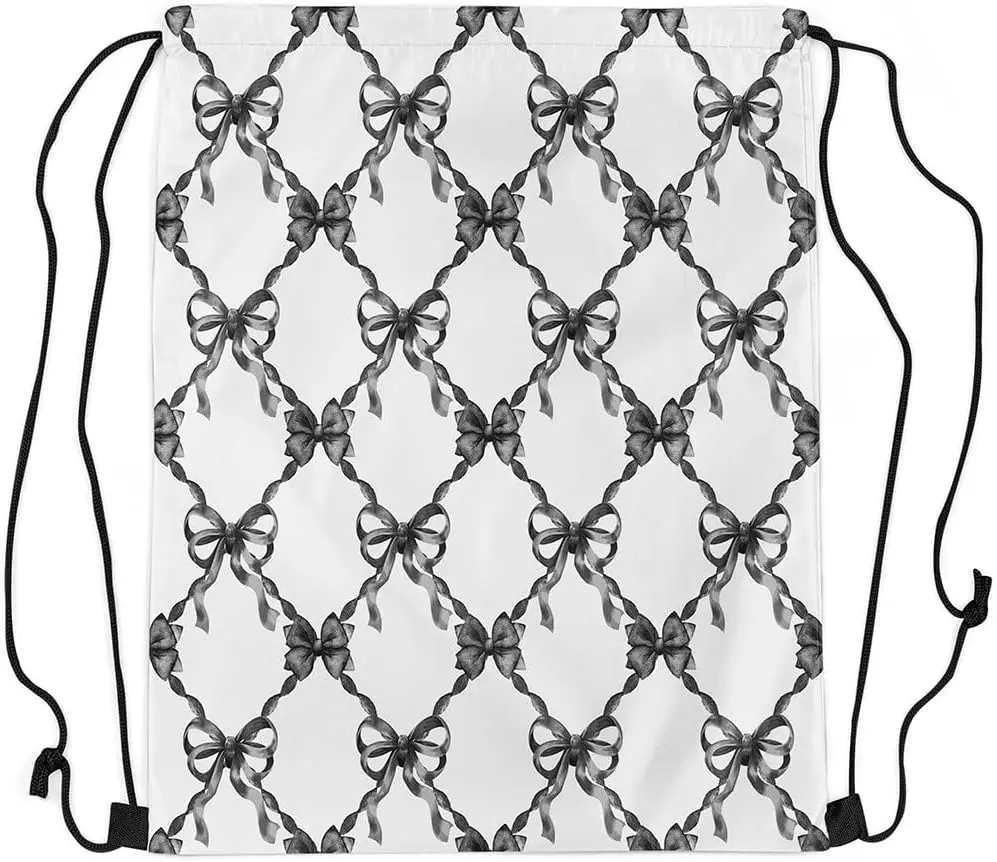 حقيبة ظهر برباط من Coquette Bows باللون الأسود والأبيض وأكياس برباط لقوس ألوان مائية #2