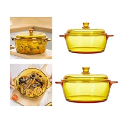 Glass Casserole Dish with Lid Handle Fridge Portable Serving Bowl Multipurpose Oven Glass Bowl for Egg Cereal Pasta Sauces