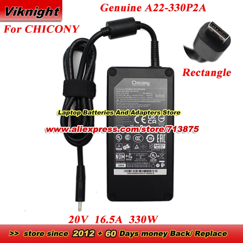 Genuine CHICONY A22-330P2A 20V 16.5A 330W AC Adapter A330A026P Power Adapter Rectangle Charger