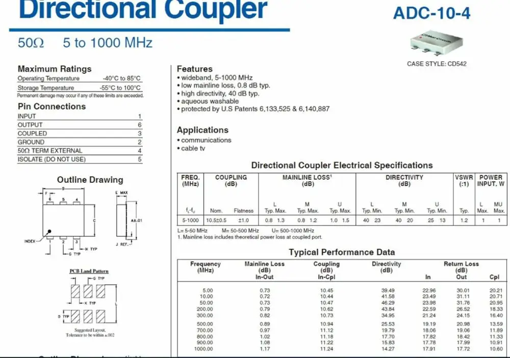 Imagem -05 - Mini-circuitos rf Cnc Acoplador Direcional Adc-104 para Vhf Banda Sinal Amplificador Ham Rádio Onda Curta 5mhz1000mhz 10db