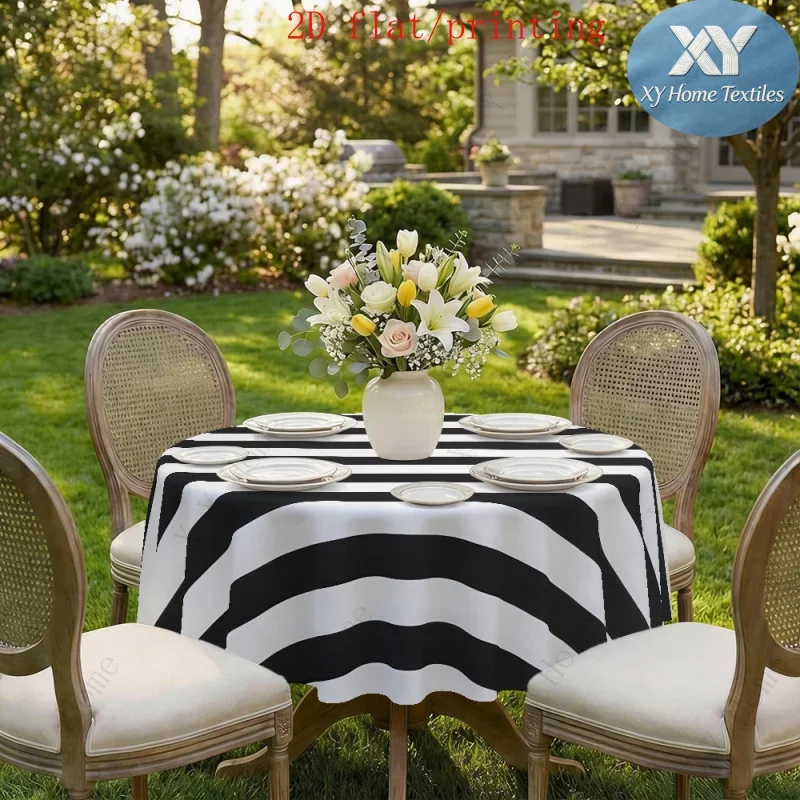 Nordic minimalist black and white striped tablecloth, suitable for Saint Patrick's Day, Carnival, and Easter decorationsxzj