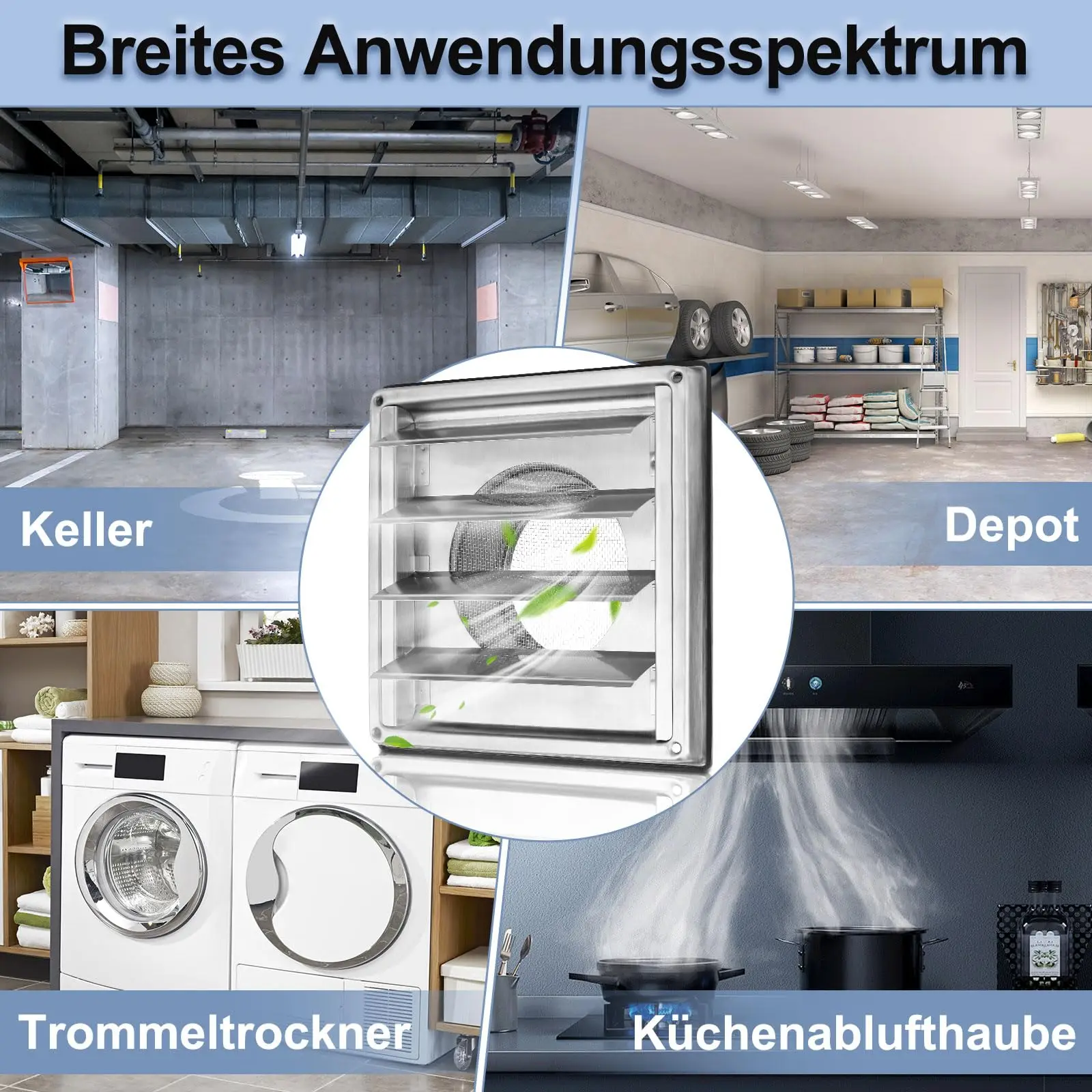 Silbernes Upgrade-Lüftungsgitter, universelle Größe, Edelstahl, einfache Installation, Heimwerker-Verbesserung, 150 mm