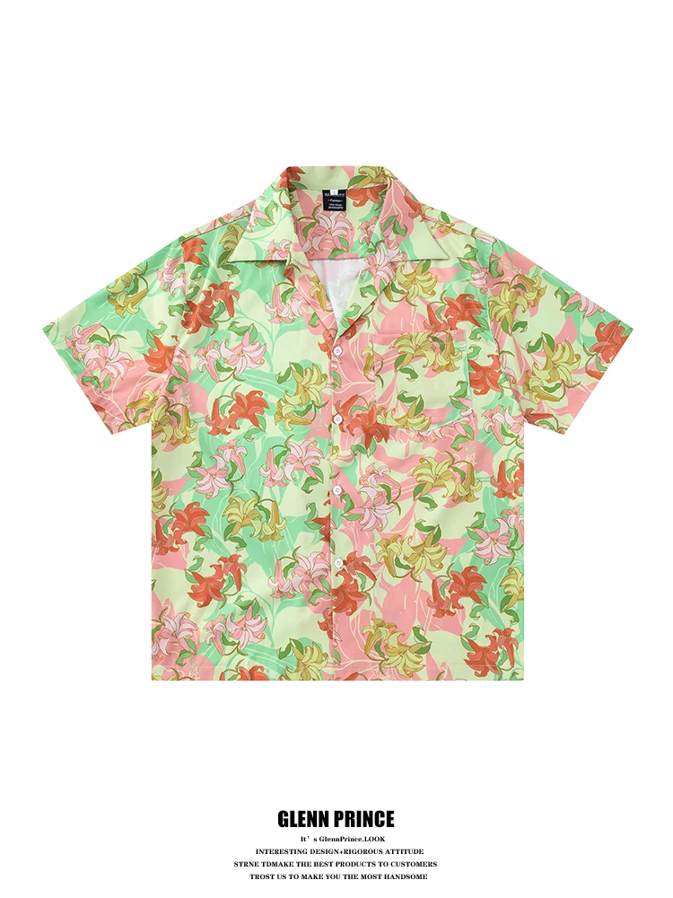 

GPstudio Cuban Collar Short Sleeve Shirt Lightweight Breathable Summer Elegant Casual Beachwear for Men And Women