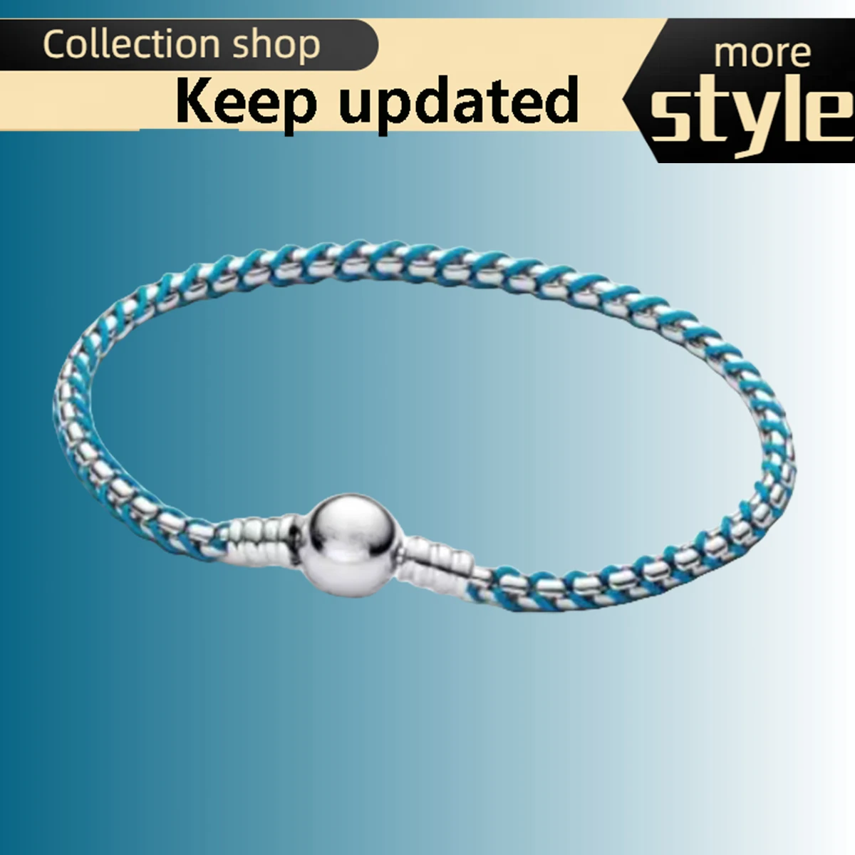 

925 silver jewelry, blue hemp rope braided snake bone bracelet, fashion trend party personality accessories, high quality gift