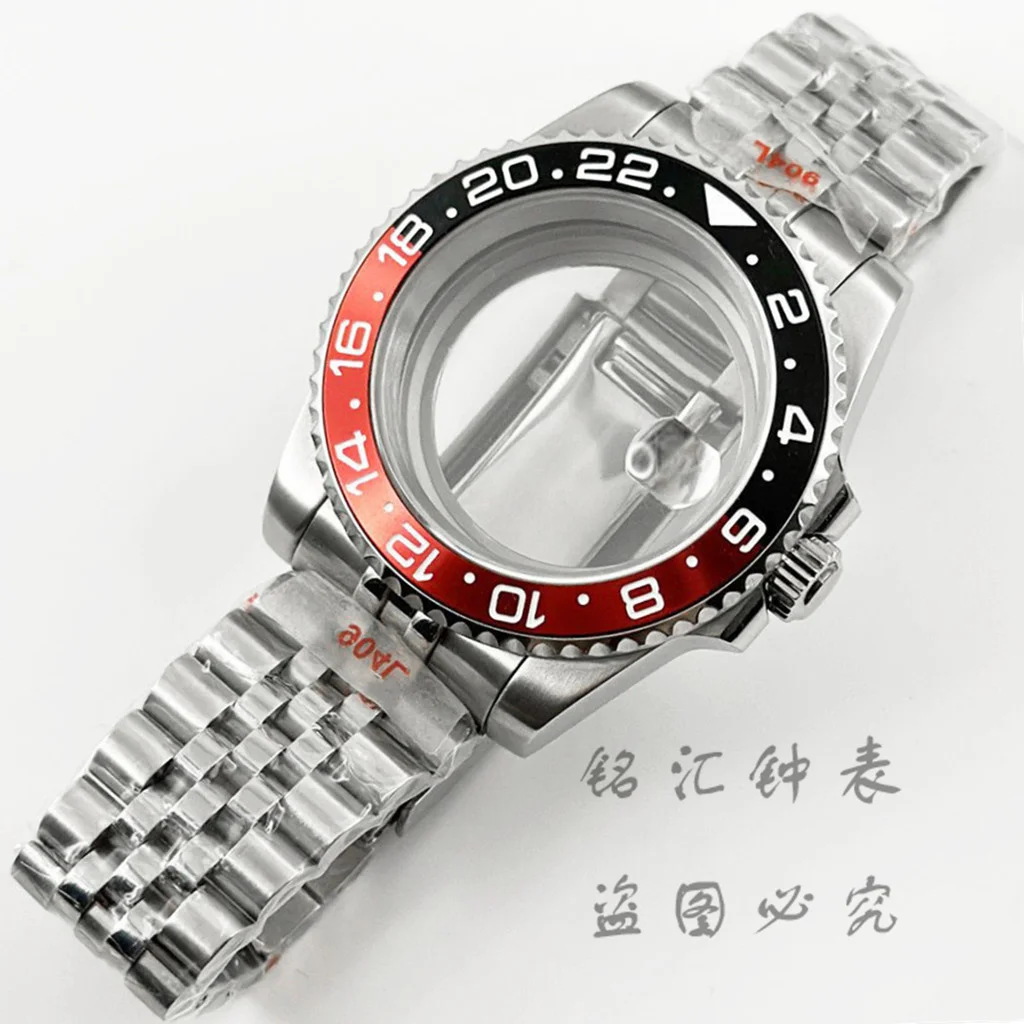 VH31 40MM SUB Black Red GMT Bezel Sapphire Glass Watch Case Jubilee Bracelet For NH35 NH36 ETA2824 Movement 120 Clicks Bezel
