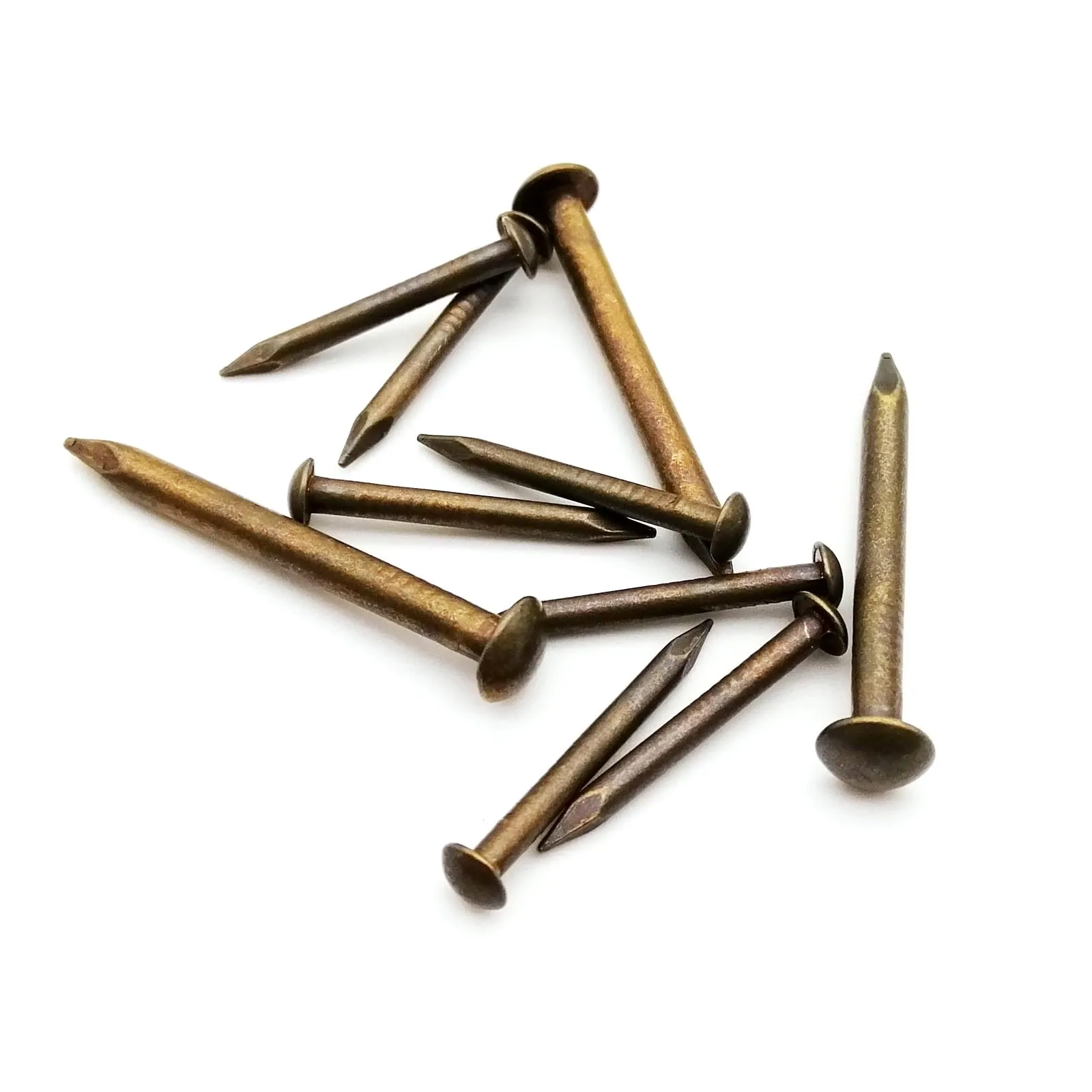 HZYUEGOU Antik-Messing Bronze Reines Kupfer Kleiner Mini-Rundkopfnagel Durchmesser=1,2-2,8mm Länge=8–50mm für Möbelscharniere und Trommeln – Detail 4
