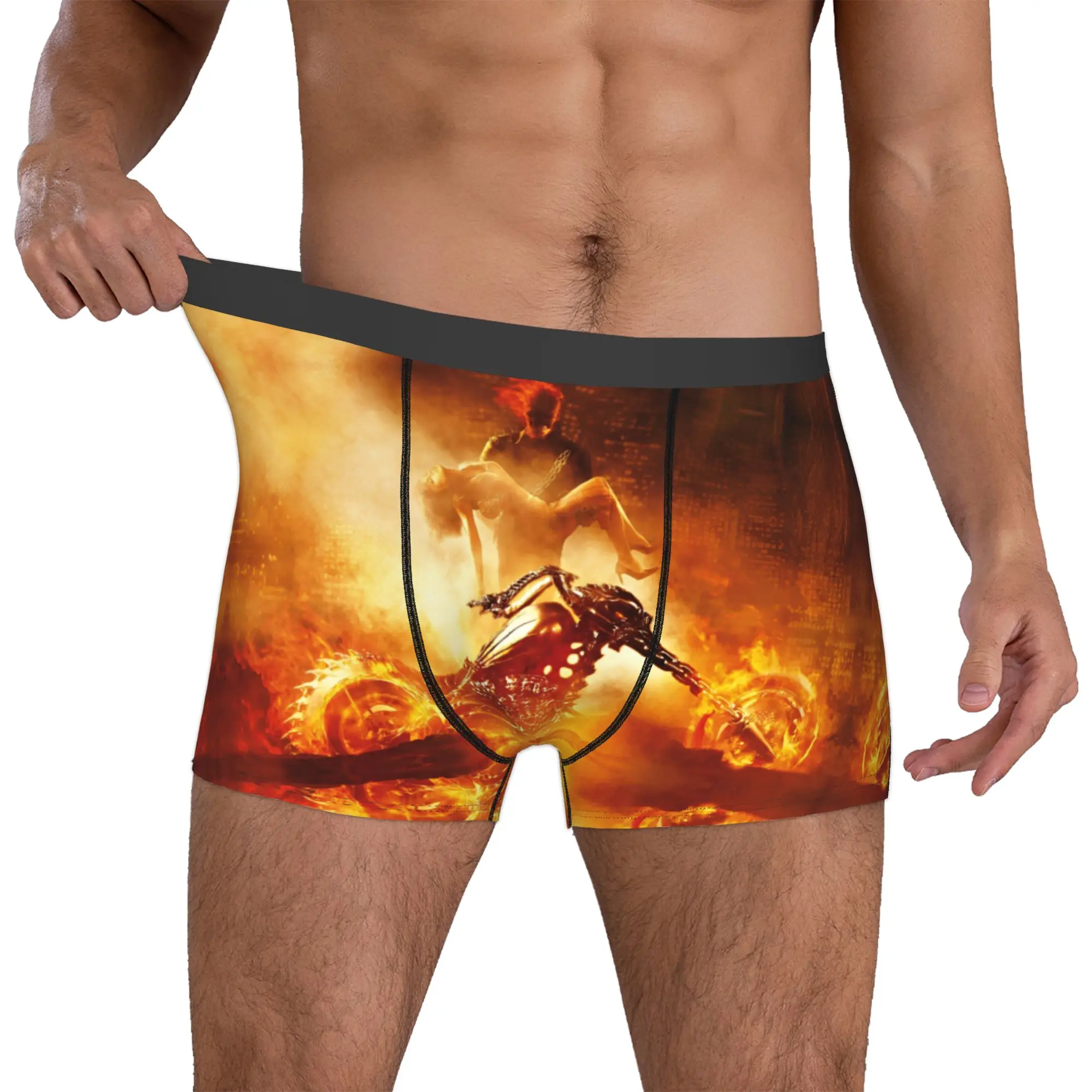 

Custom Ghosts Anime Riders Boxer Shorts For Men 3D Print Blazing Skull Underwear Panties Briefs Breathable Underpants