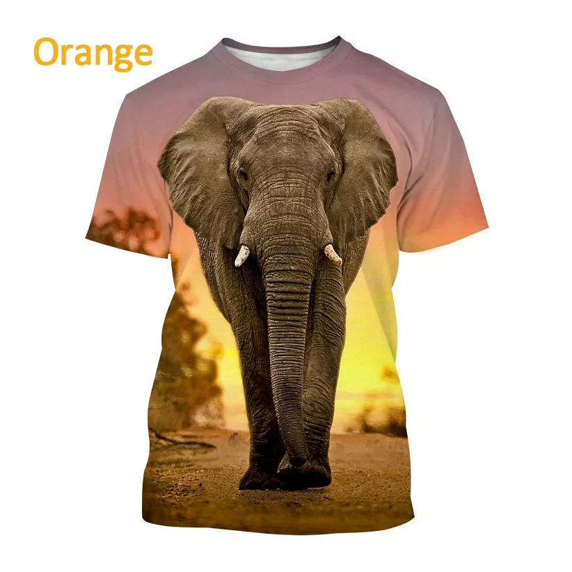 2022 Men\'s Casual Round Neck Short Sleeve Harajuku Style Funny Animal Elephant 3D Printing T-shirt Summer New Fashion Top XS-5XL