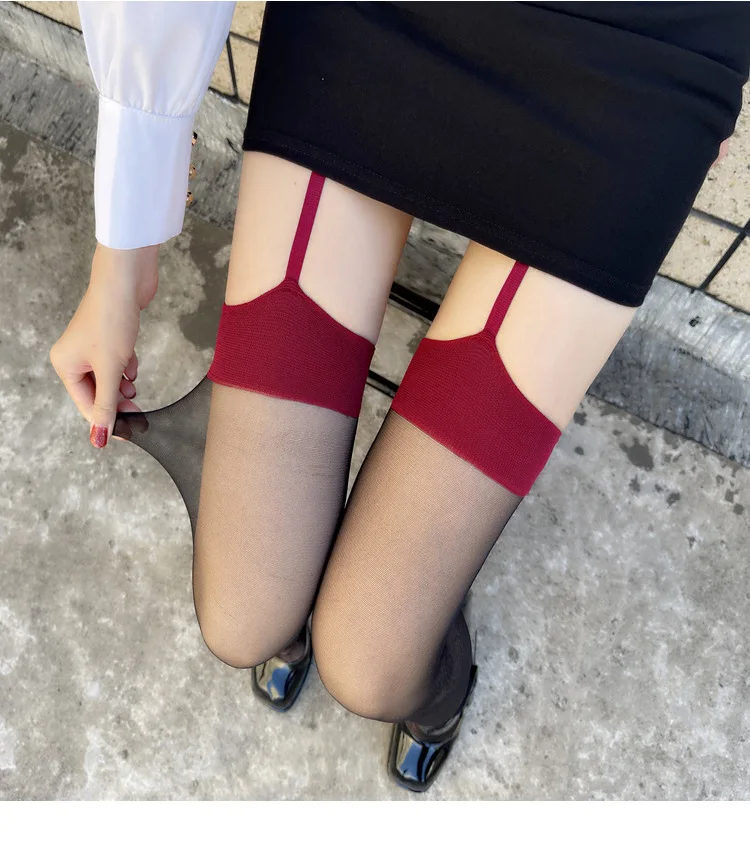 Punk Sexy Damen Lange Strümpfe Vergnügungsorientierte Enge Club-Party Elastische Strumpfhose Strapsstrümpfe Laufmaschenresistente Overknee-Strümpfe – Detail 3
