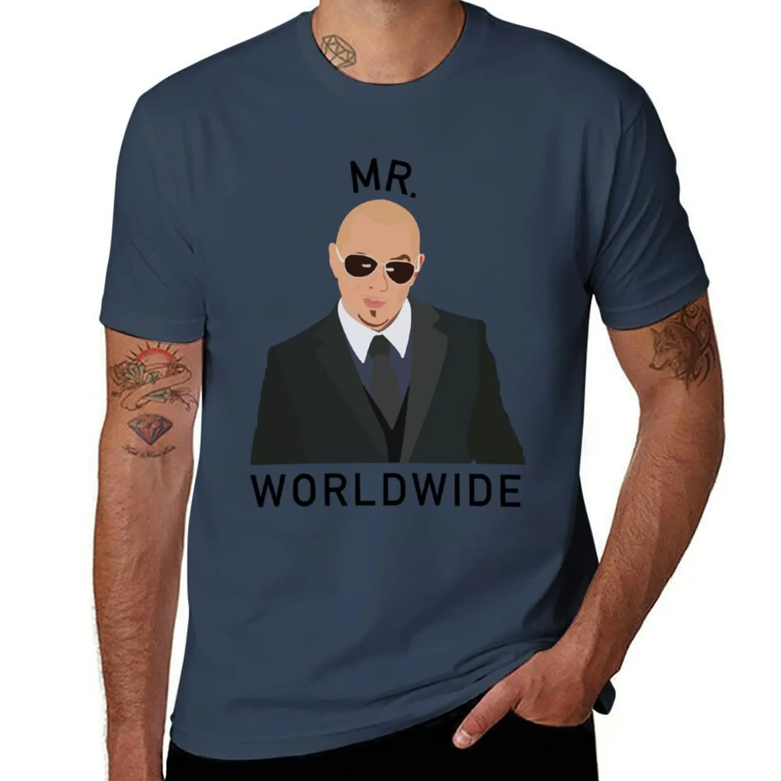 

Pitbull Mr Worldwide T-Shirt Work Short Sleeve Cotton Top