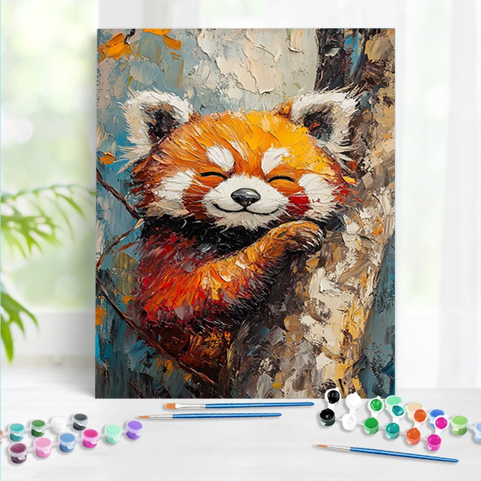

RUOPOTY Painting By Numbers Branch Red Panda Oil Picture Drawing Coloring Art Supplies Hand Painted Kits For Interior Home Decor