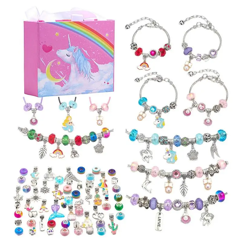 Bracciali perline Set 68 pezzi Kit per la creazione di braccialetti stili ricchi accessorio fai da te con scatola di immagazzinaggio per la creazione di portachiavi con bracciale