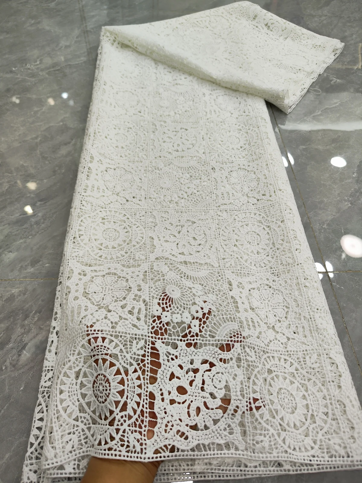 White African Voile Lace Fabric 2024 High Quality French Nigeria Guipure Cord Water Soluble Lace Fabric For Party Dress PJFT2408