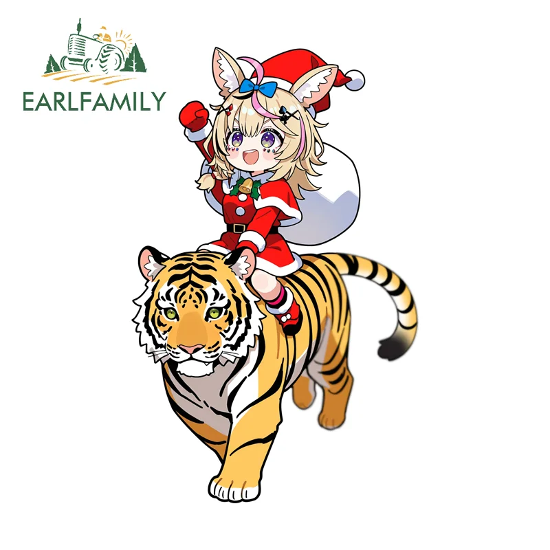 EARLFAMILY Hololiv Anime Girl Car Stickers Christmas Suit Ride A Tiger Decoration Practical Scratch Proof Vinyl Car Decoration