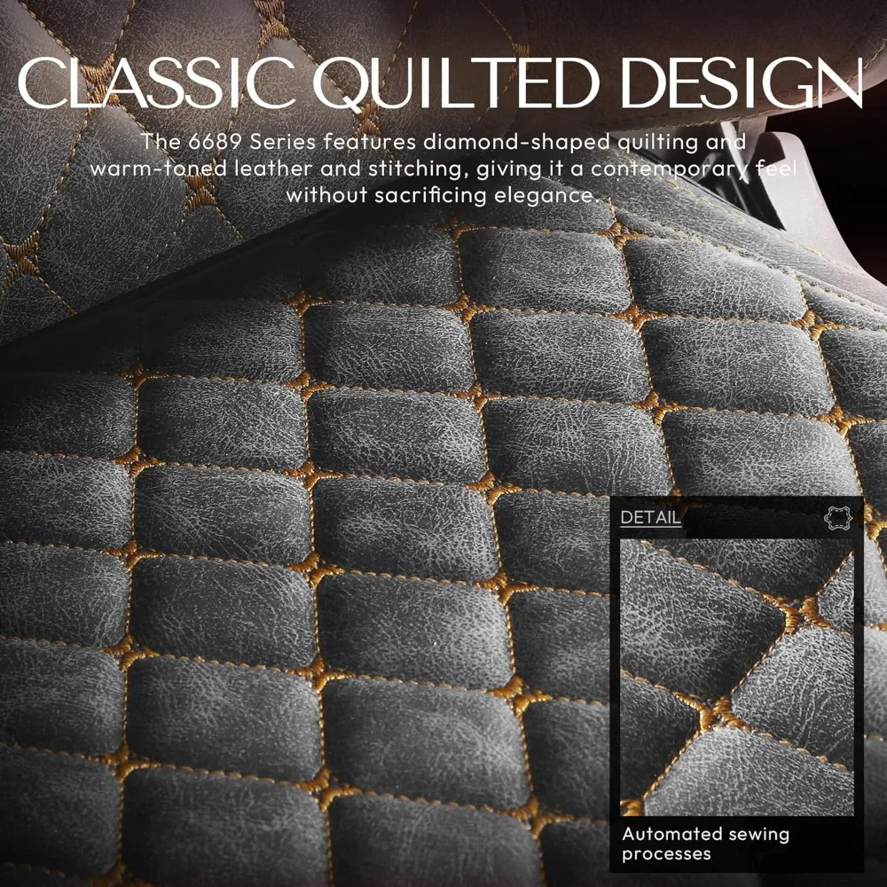 PC with Massage Lumbar Support, Vintage Style PU Leather High Back Adjustable Swivel Task Chair with Footrest (Light Grey)