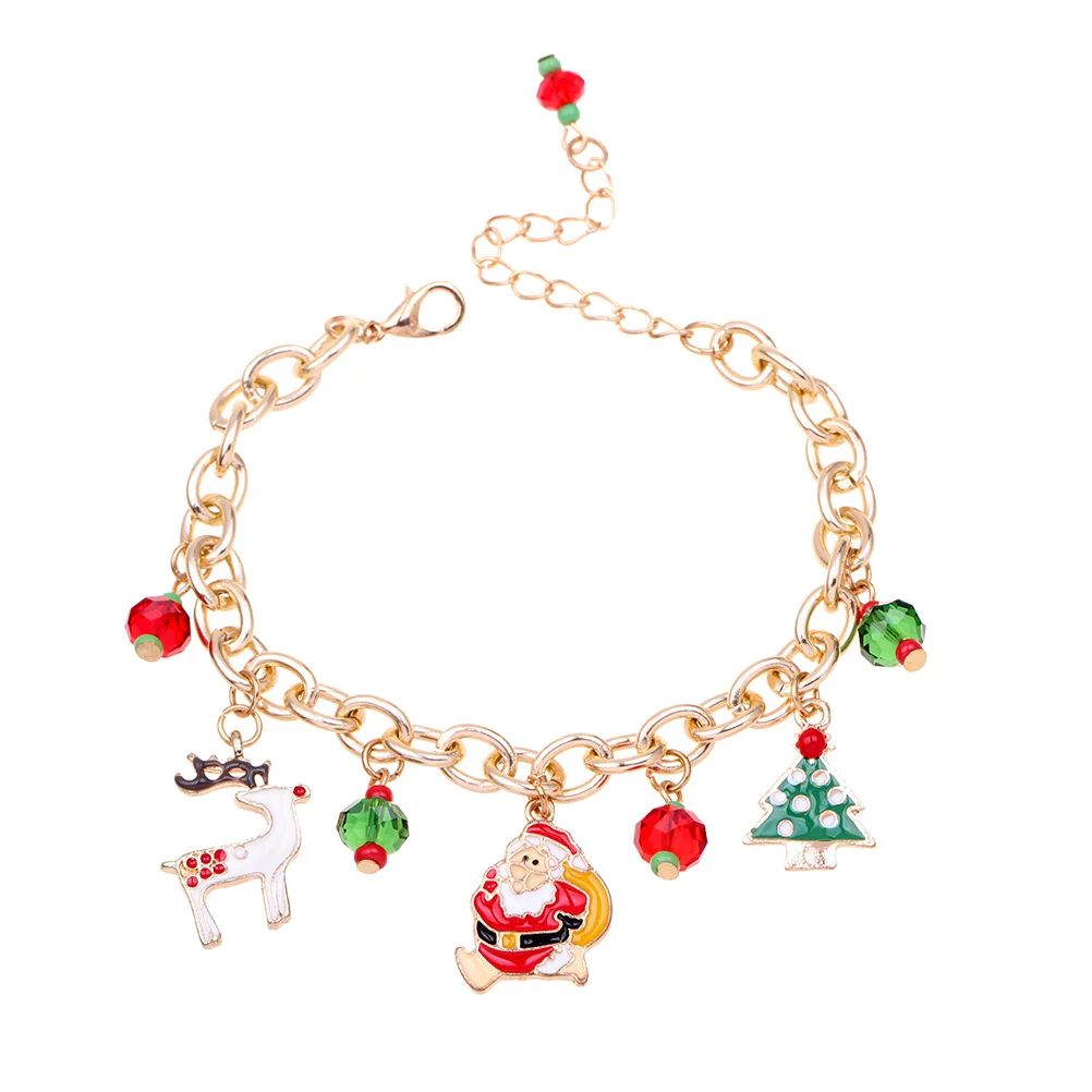 

Alloy Bracelet Party Gift Charm Christmas Bell Crutch Hat Pattern Bracelet Girl Decoration women bracelet chain