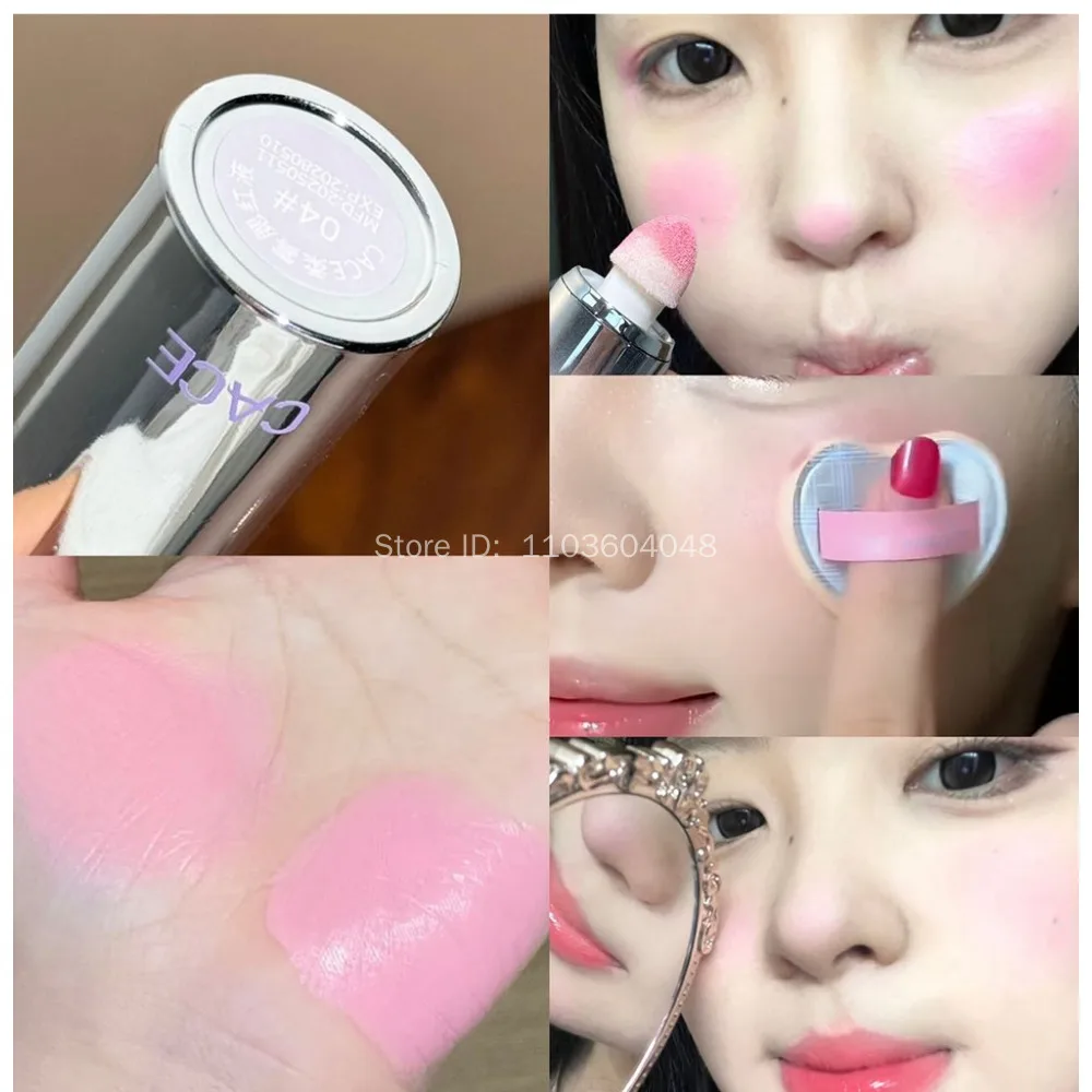 Soft Face Liquid Blusher Smooth Cheek Eye Mousse Blush Matte นมสีม่วง Highlighter Stick Rouge กันน้ํา Contour แต่งหน้า