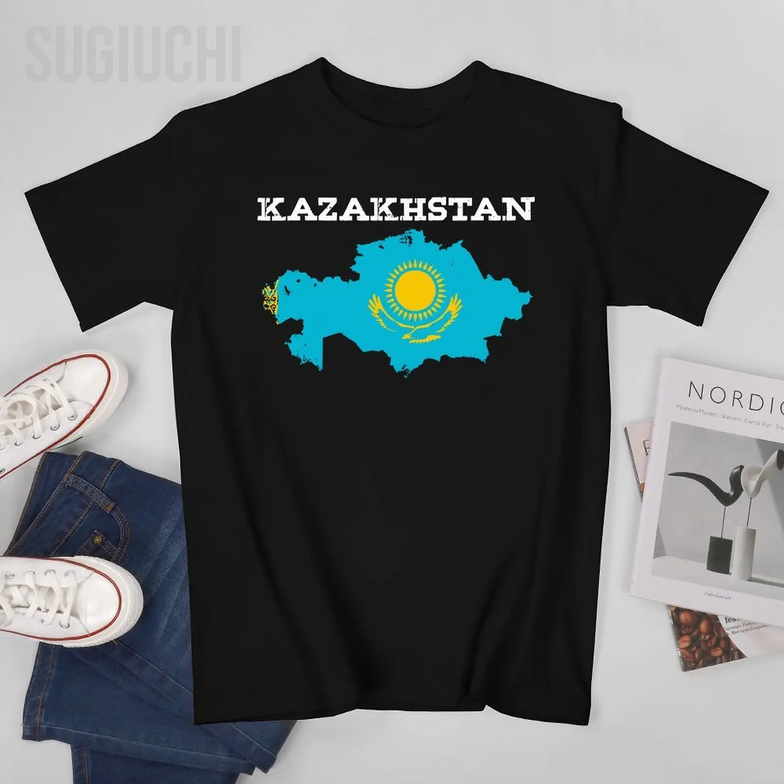 Unisex Men Kazakhstan Patriotic Heritage Eagle Kazakh Flag Tshirt Tees T Shirts Women Boys 100% Cotton T-Shirt