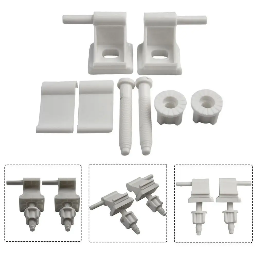 1Pair Plastic Toilet Seat Hinge Set Easy Installation SeatRepair Hinge Bolts Screw White Beige Hinge Mounting Fittings