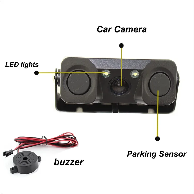 

Reversing image all-in-one machine Reversing radar Intelligent non-punching three-in-one camera Radar image Alarm sound