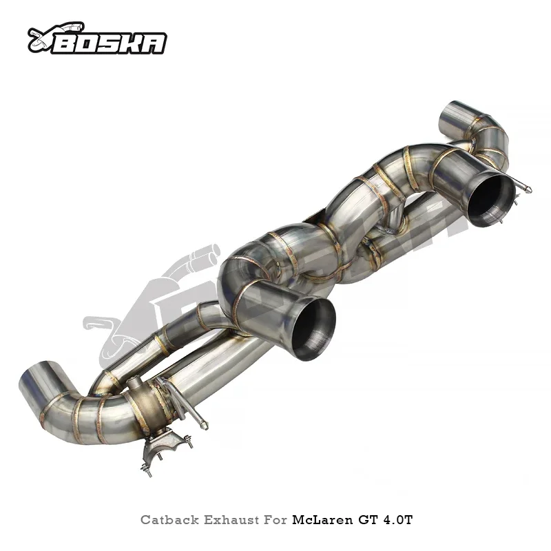 Racing Stainless Steel Mid-Tail Exhaust with OEM Valve, Compatible with McLaren GT 4.0T 2019-202