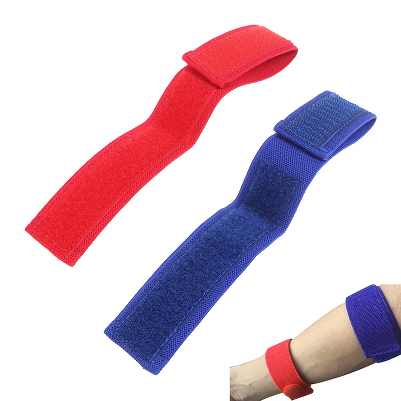 2PcsMedical Hemodialysis Tourniquet Self-adhesive Bandage Wrap Venous Hemostatic Buckle Strap Safety First Aid Tool  (Blue+Red)