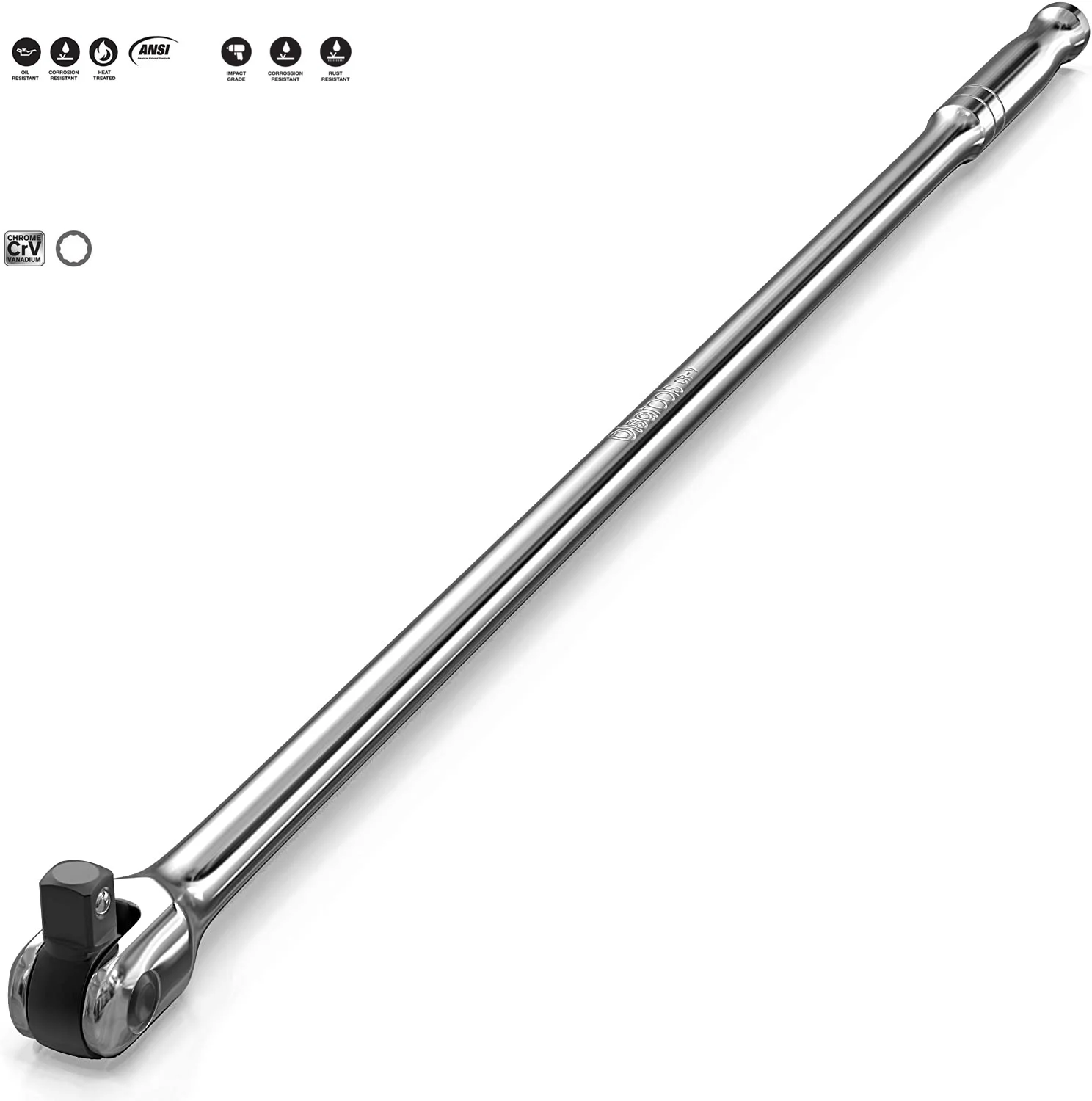 1/2 3/4 3/8 Inch CRV Drive Premium Adjustable Breaker Bar Repair Tools,180 Flex Head 15” Length Steel Torque Socket Wrenches