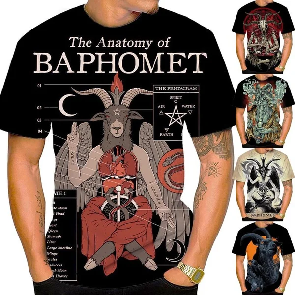 2024 Summer Men's Fashion Cool T-shirts Satan 3D T Shirt Hip Hop Street Short Sleeve Men's Tops