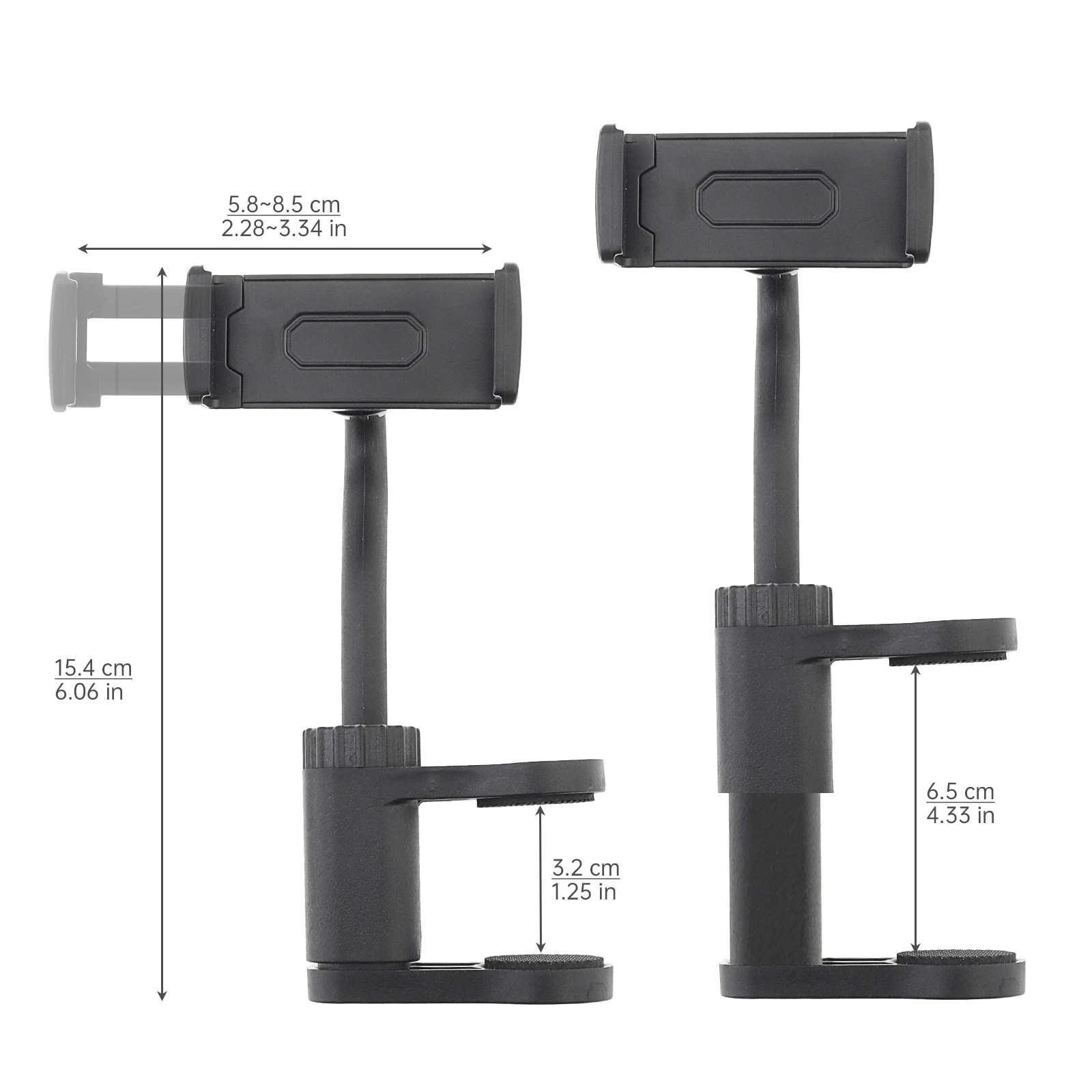 Guitar Phone Holder Adjustable Adjustable Rotatable Clip-On Holder for Guitar Bodies 1.25 to 4.33 in Thick (Not for Acoustic)