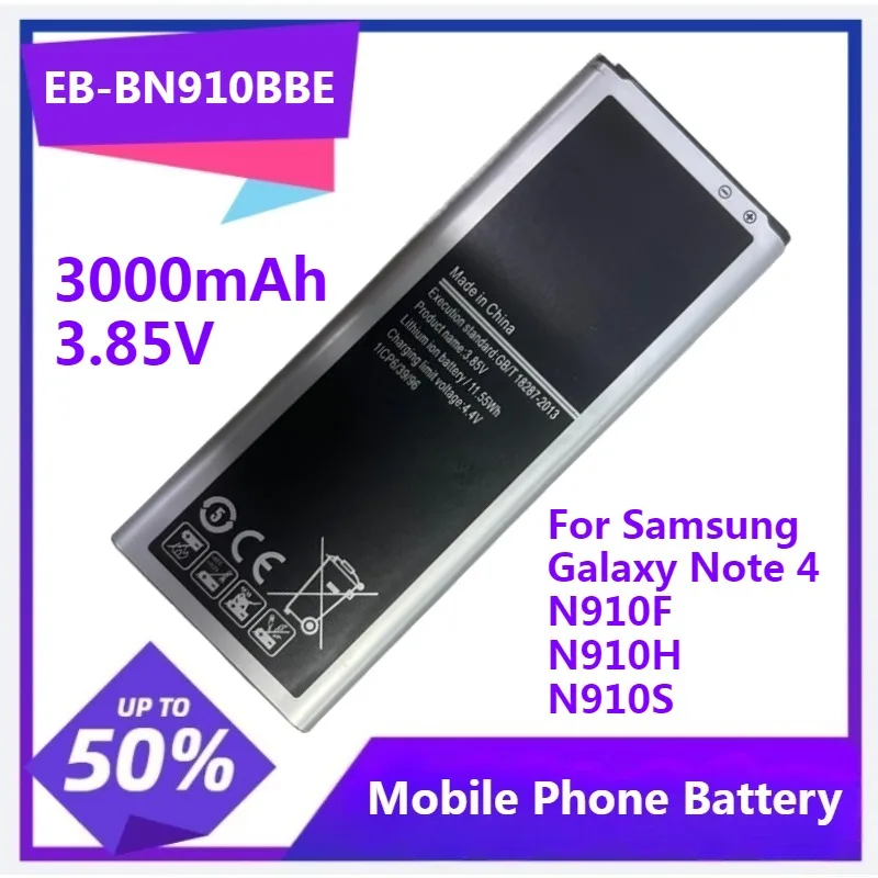 

EB-BN910BBE Battery for Samsung Galaxy Note IV 4 N910F N910H N910S N910U N910L 3000mAh