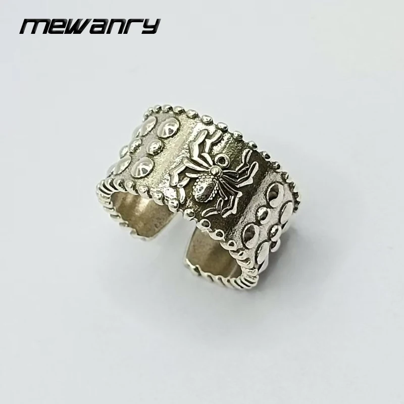 Mewanry Silver Color Spider Pattern Rings For Women Couples Fashion Punk Personality Creative Hip Hop Vintage Party Jewelry Gift