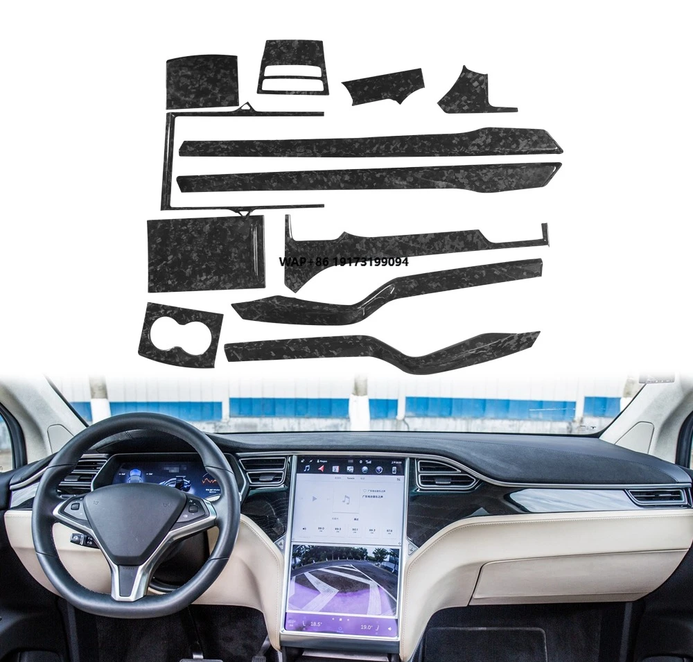 

Forged Carbon Fiber Interior Trim for T-esla Model X 2017-2022 Dashboard Kits Door Panel Trims Cover Car Accessories